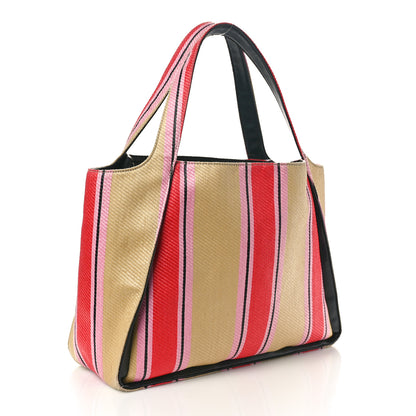 Stella McCartney Raffia Striped Logo Tote Red 4 of 15