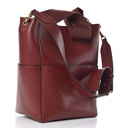 Celine Natural Calfskin Sangle Bucket Bag Red Wood 3 of 18