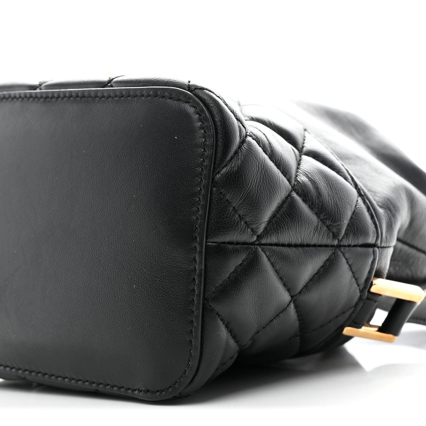 Nappa Quilted Medusa Bucket Bag Black