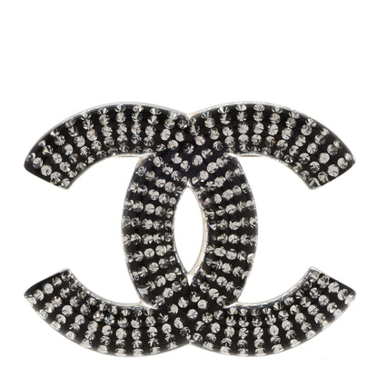 Chanel Resin Crystal CC Brooch Silver Black 1 of 5