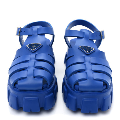 Prada Foam Rubber Metal Triangle Logo Mens Monolith 55mm Cage Sandals 9 Azzurro 2 of 9