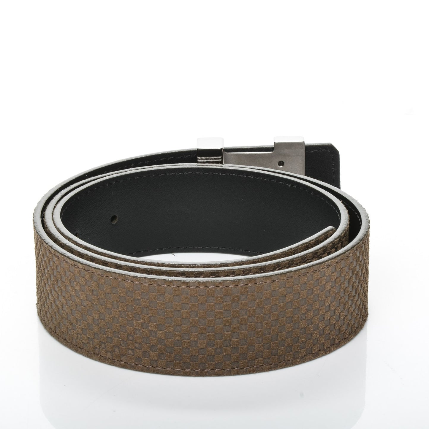 Suede Calfskin Mini Damier 40mm LV Initiales Belt 90 36 Moka
