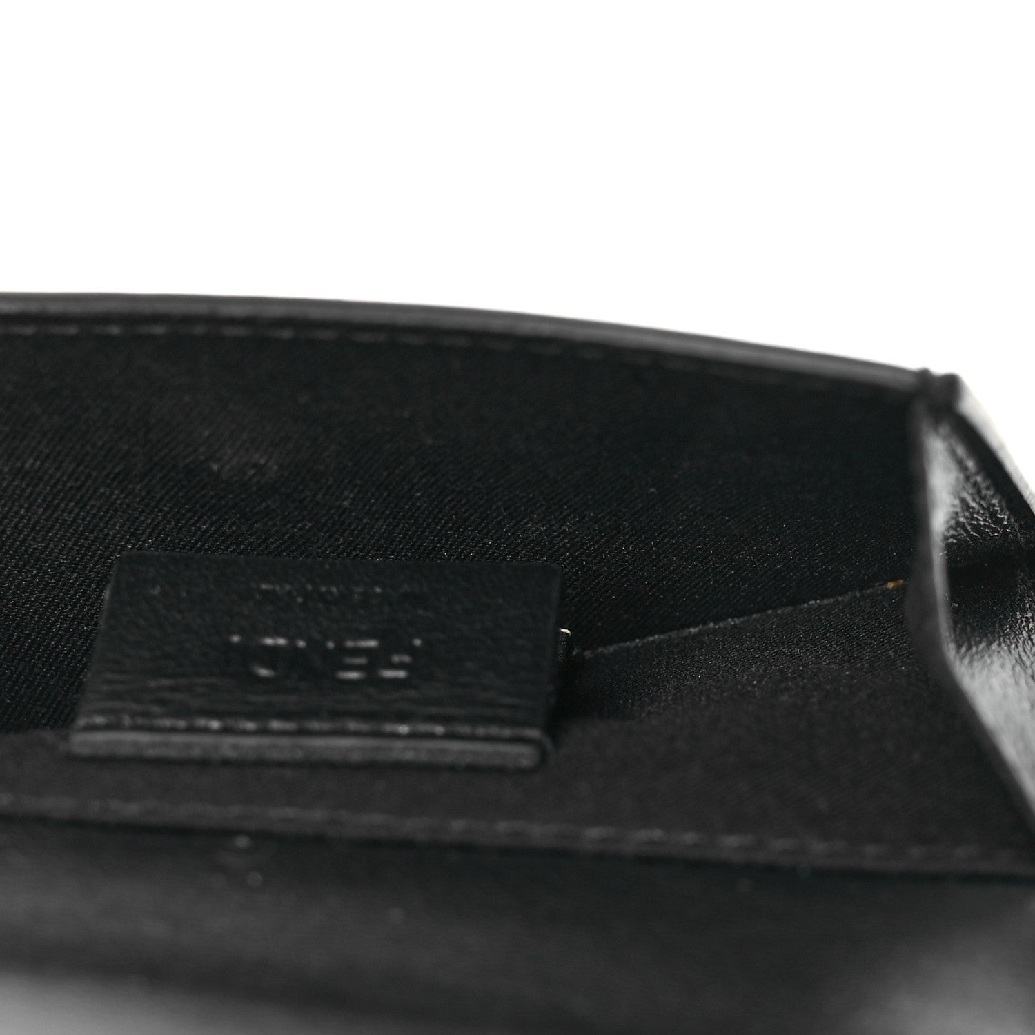 Fendi Vitello King Tamponato Logo Embossed Fold Over Card Holder Wallet Black 5 of 7