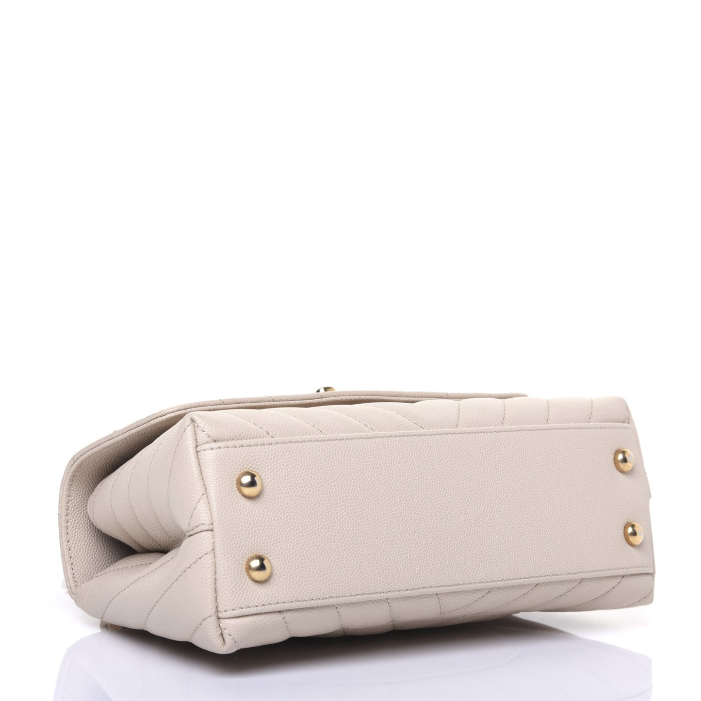 Caviar Lizard Chevron Quilted Mini Coco Handle Flap Ivory