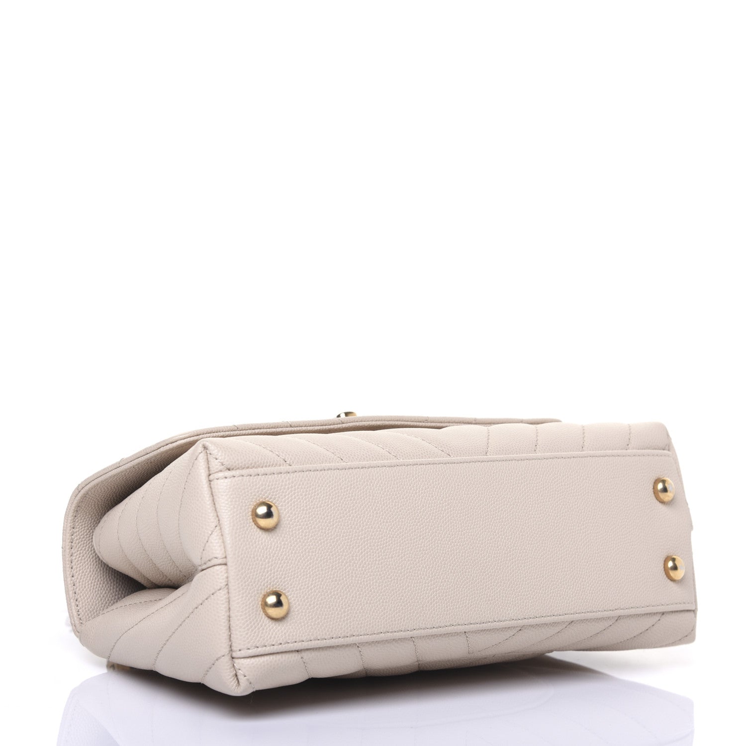 Chanel Caviar Lizard Chevron Quilted Mini Coco Handle Flap Ivory 4 of 17