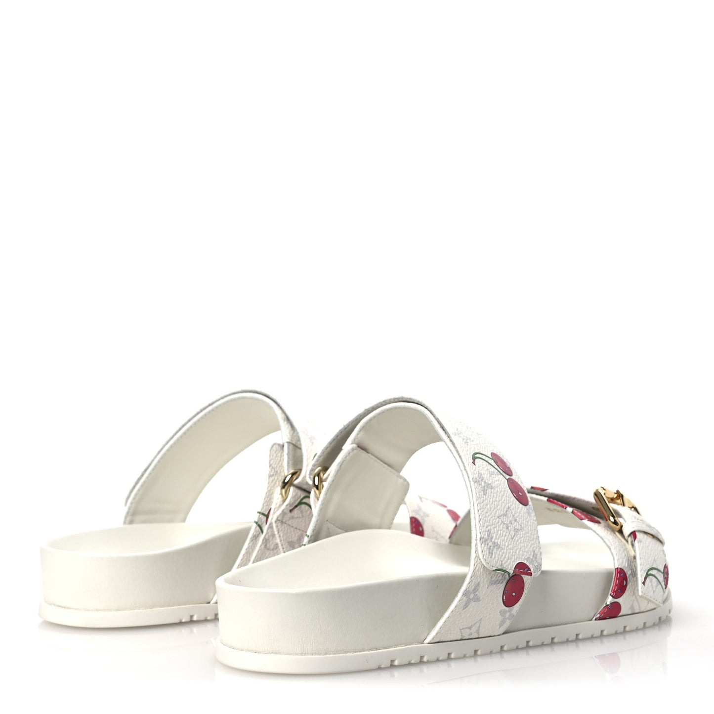 LV X TM Monogram Cerises Bom Dia Comfort Mule Sandals 38 White