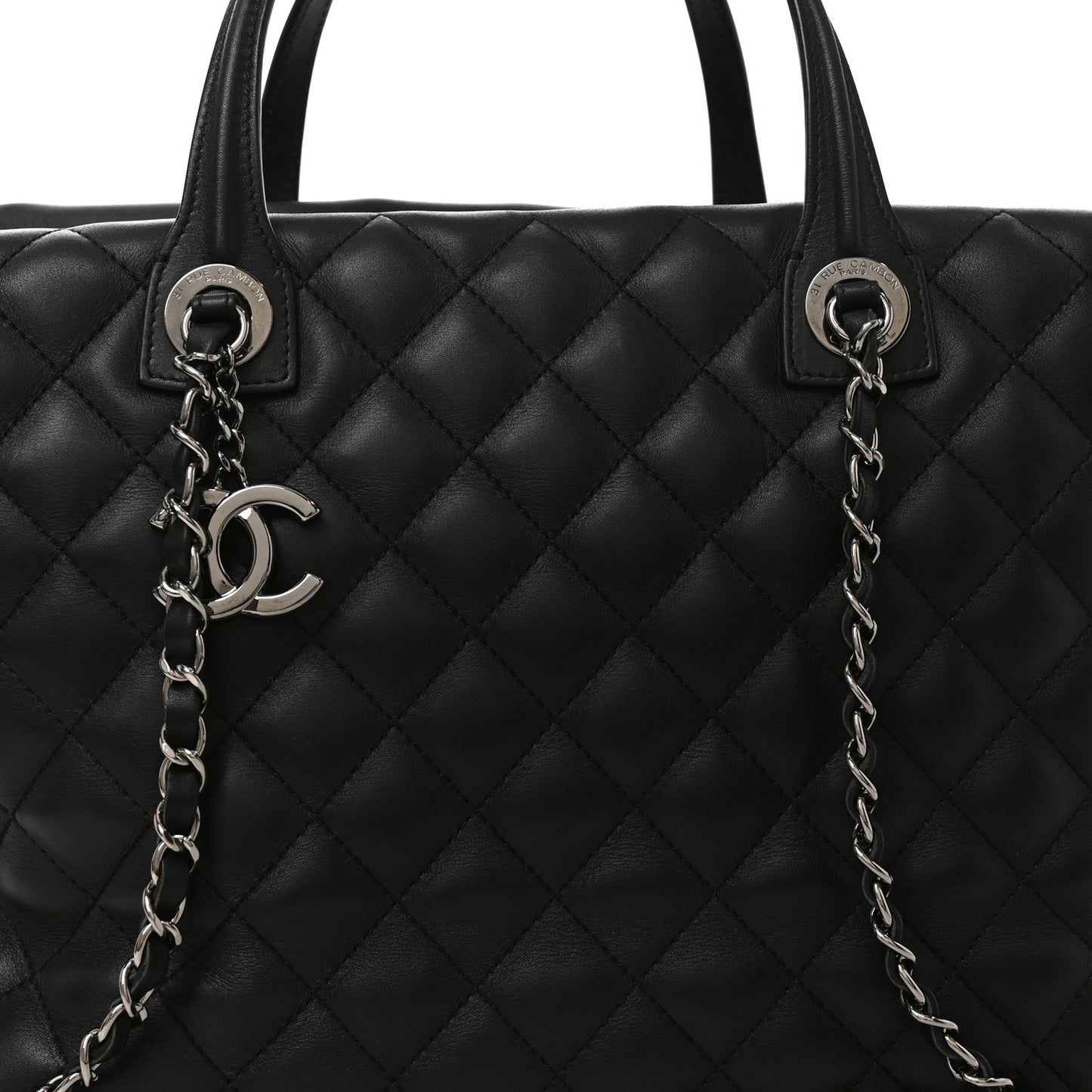 Calfskin Quilted Feather Weight Bowling Bag Black