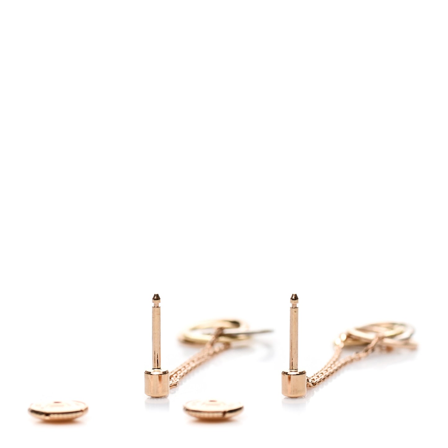 18K Pink Yellow White Gold Diamond Small Trinity Drop Earrings