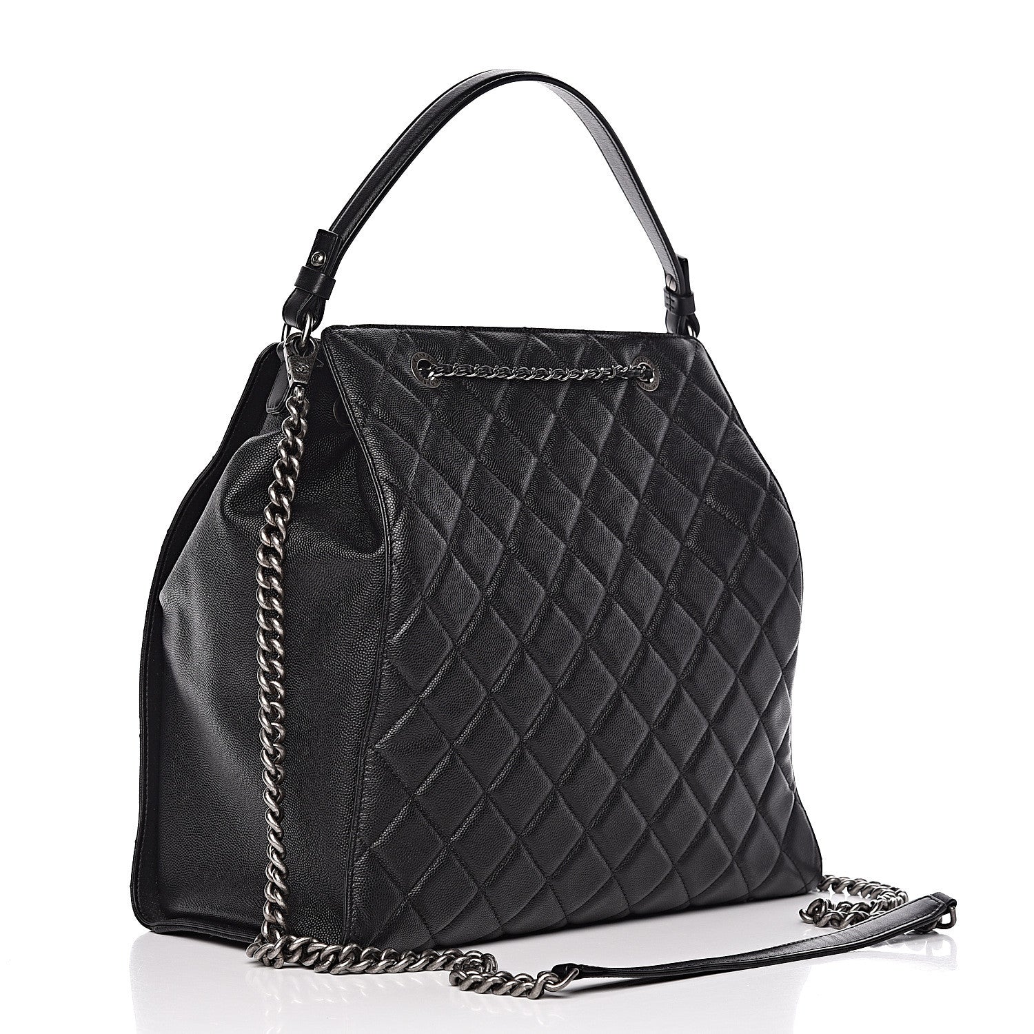 Chanel Caviar Quilted Large CC Bucket Bag Black 3 of 10