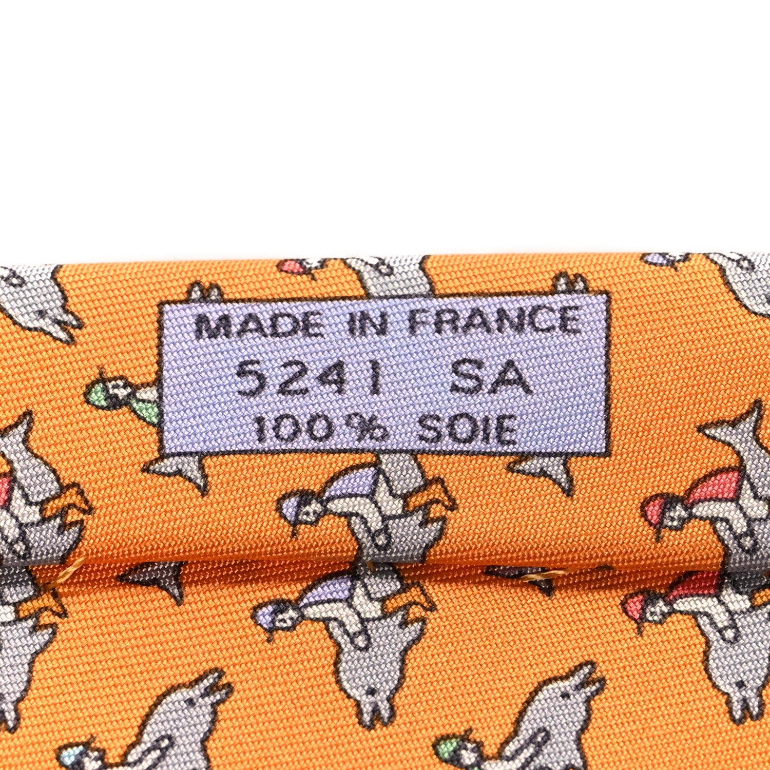 Hermes Printed Silk Mens Neck Tie Orange 4 of 6