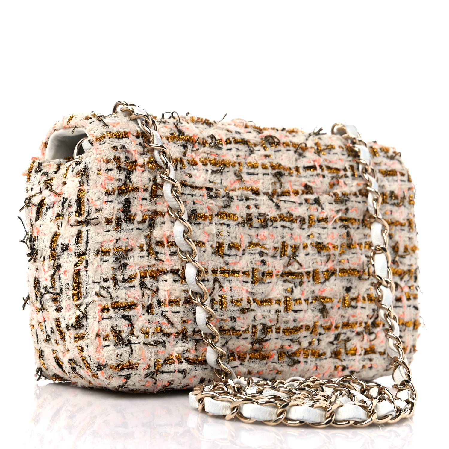 Chanel Tweed Quilted Mini Rectangular Flap White 3 of 11