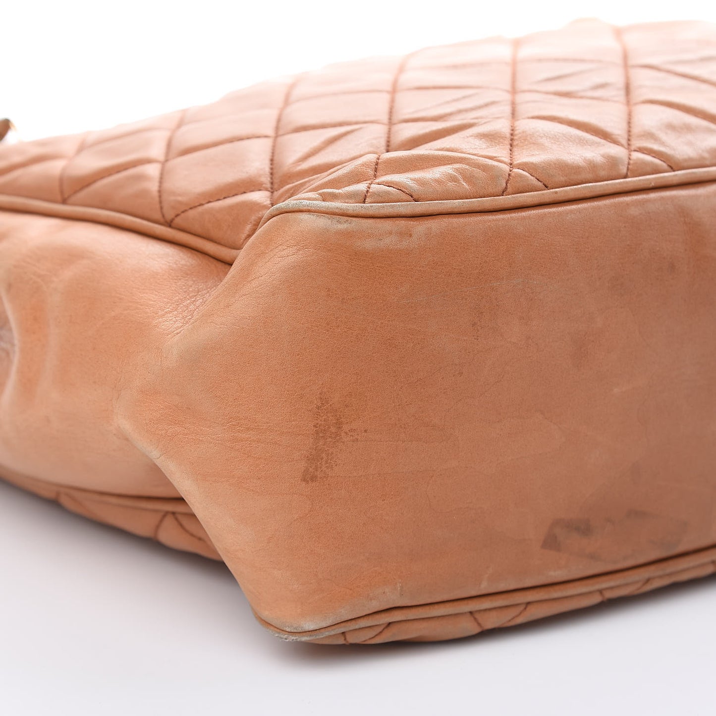 Lambskin Quilted Shopping Tote Brown