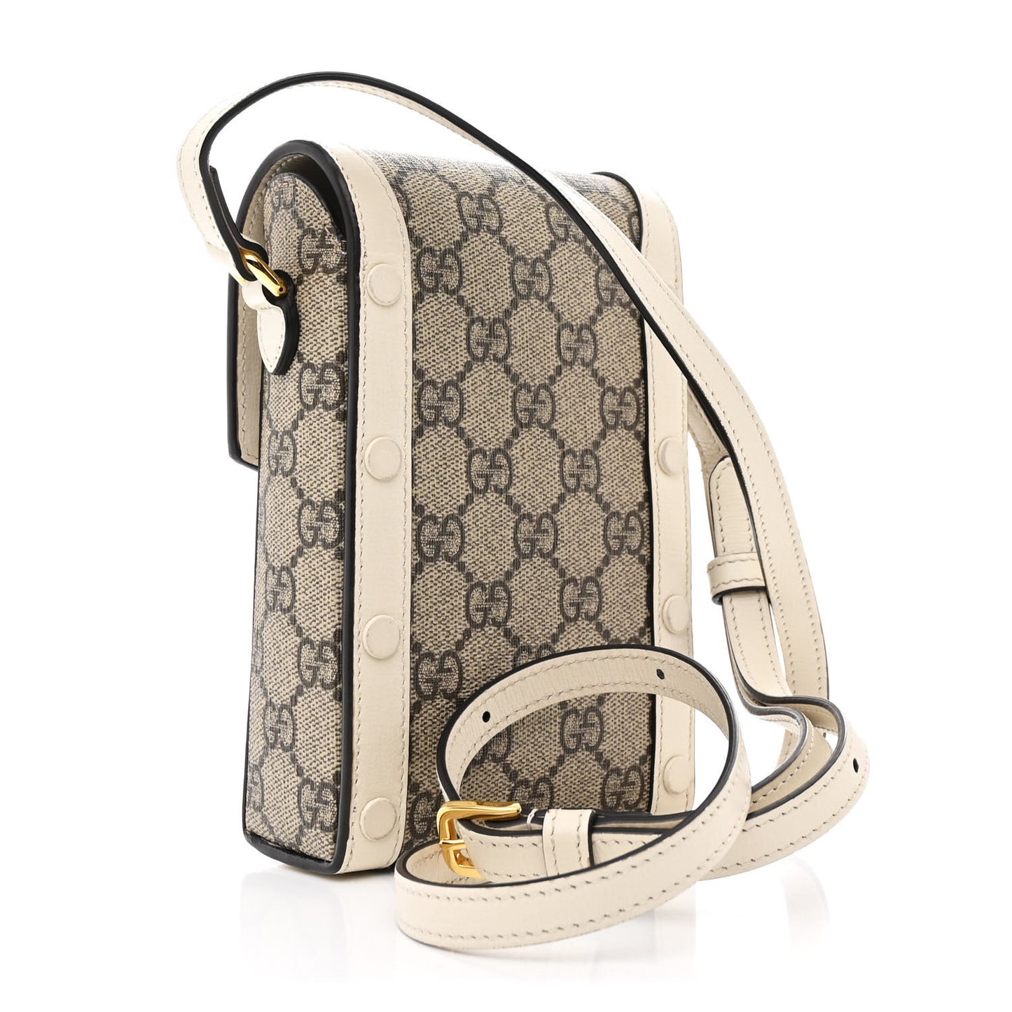 GG Supreme Monogram Azalea Calfskin Mini Horsebit 1955 Crossbody Bag Beige Ebony Mystic White