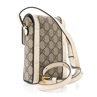 Gucci GG Supreme Monogram Azalea Calfskin Mini Horsebit 1955 Crossbody Bag Beige Ebony Mystic White 3 of 12