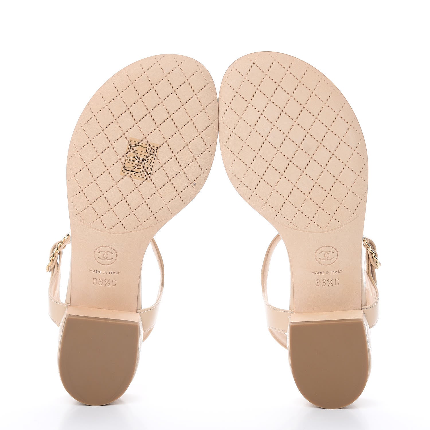 Chanel Lambskin Chain CC Logo Thong Sandals 36.5 Beige 5 of 9