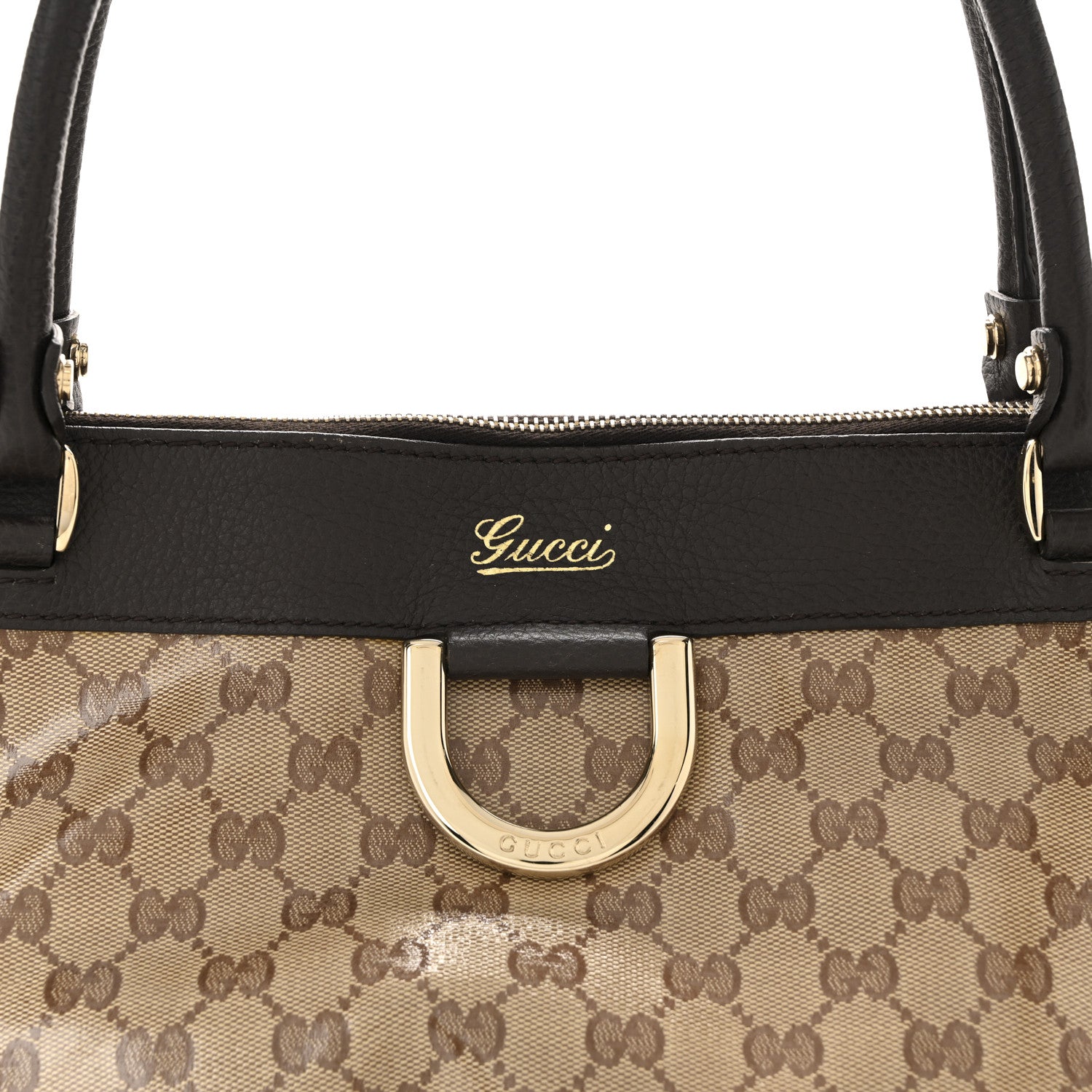 Gucci Crystal Monogram D Ring Tote Dark Brown 8 of 15