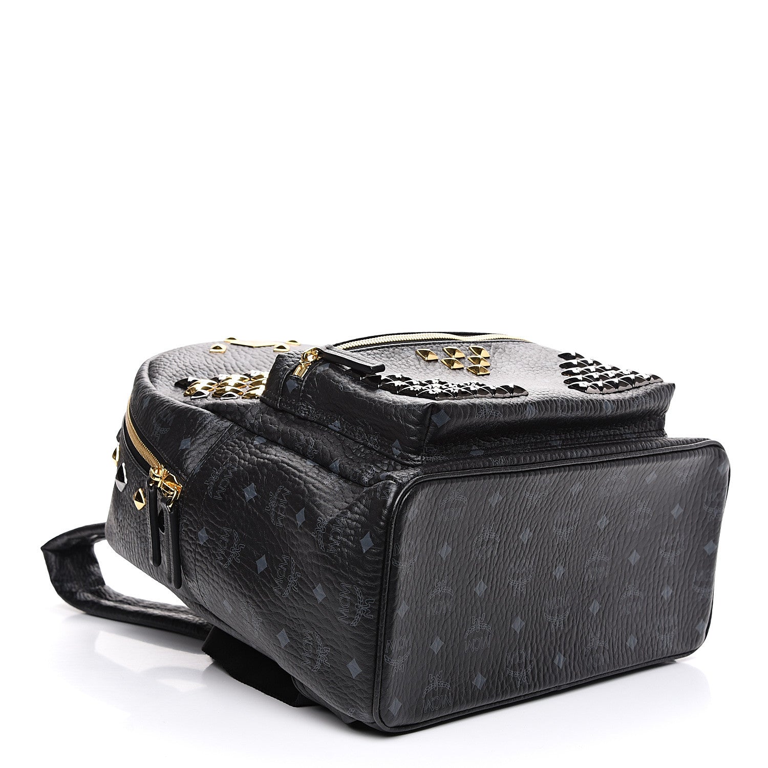 MCM Visetos Studded Medium Stark M Backpack Black 3 of 10