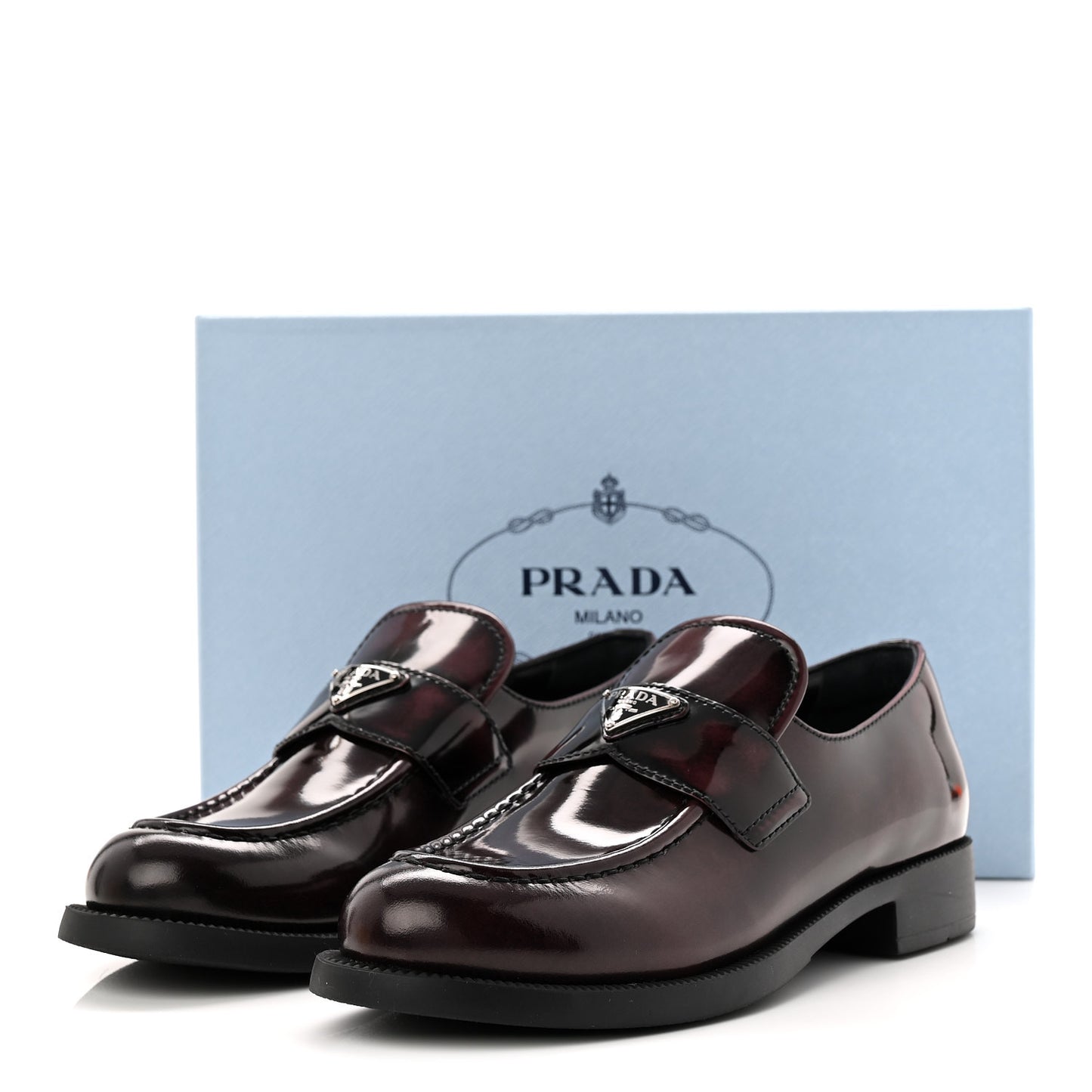 Spazzolato Metal Triangle Logo 50mm Loafers 39 Cordovan