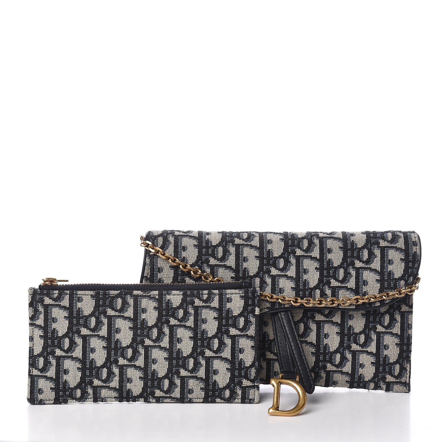 Oblique Saddle Chain Wallet Blue