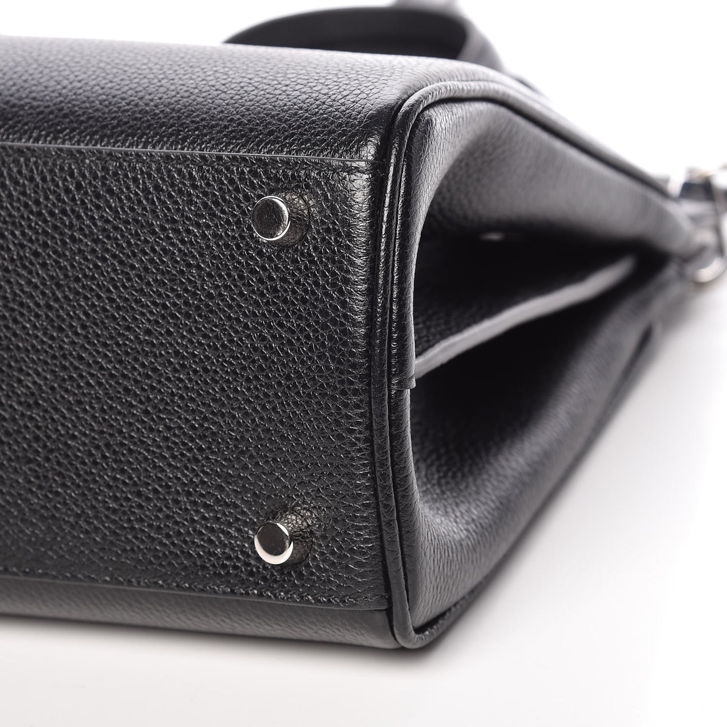 Grainy Calfskin Small Zumi Top Handle Bag Black