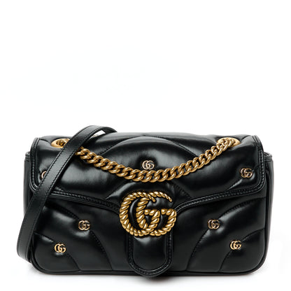 Gucci Nappa Matelasse Double G Studs Small Torchon GG Marmont Shoulder Bag Black 1 of 11