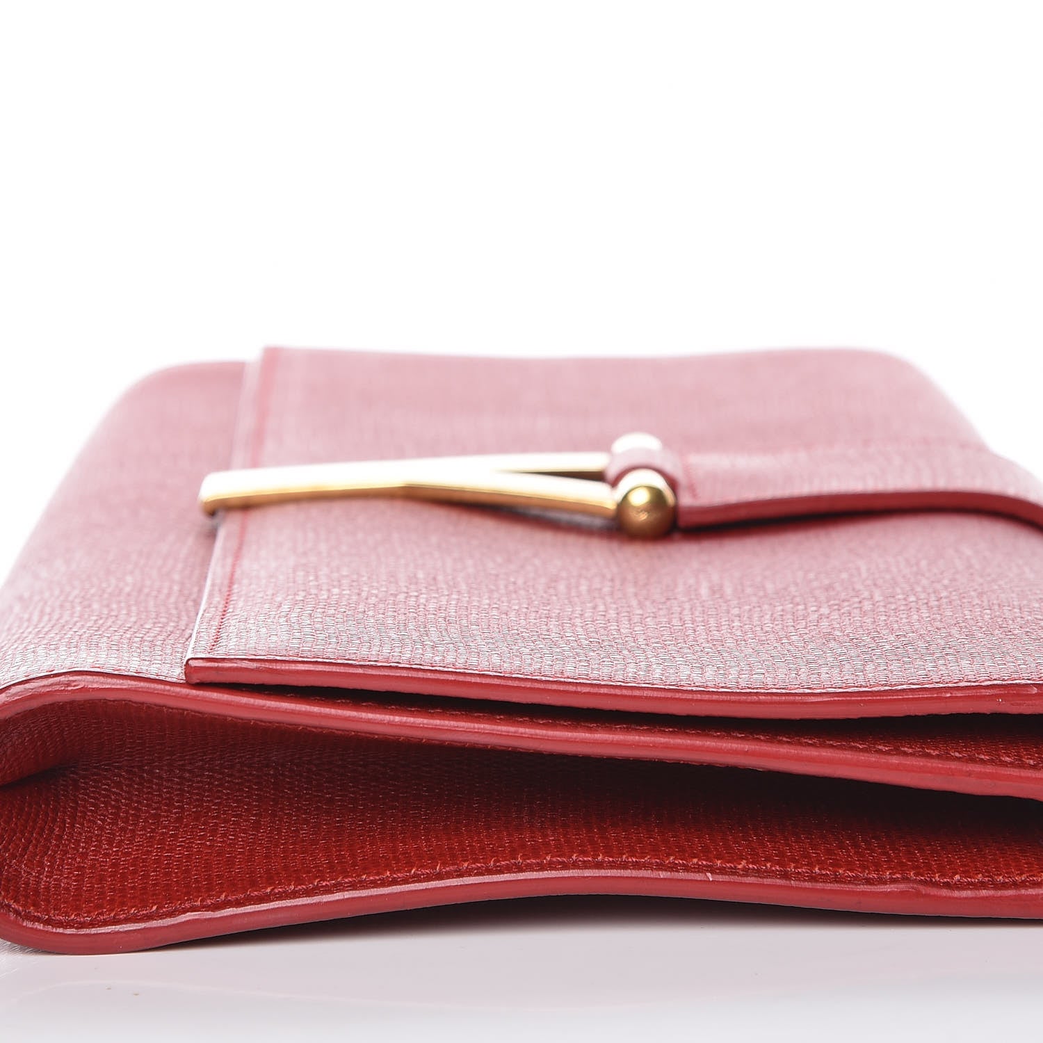 Saint Laurent Textured Calfskin Classic Y Ligne Clutch Red 11 of 19