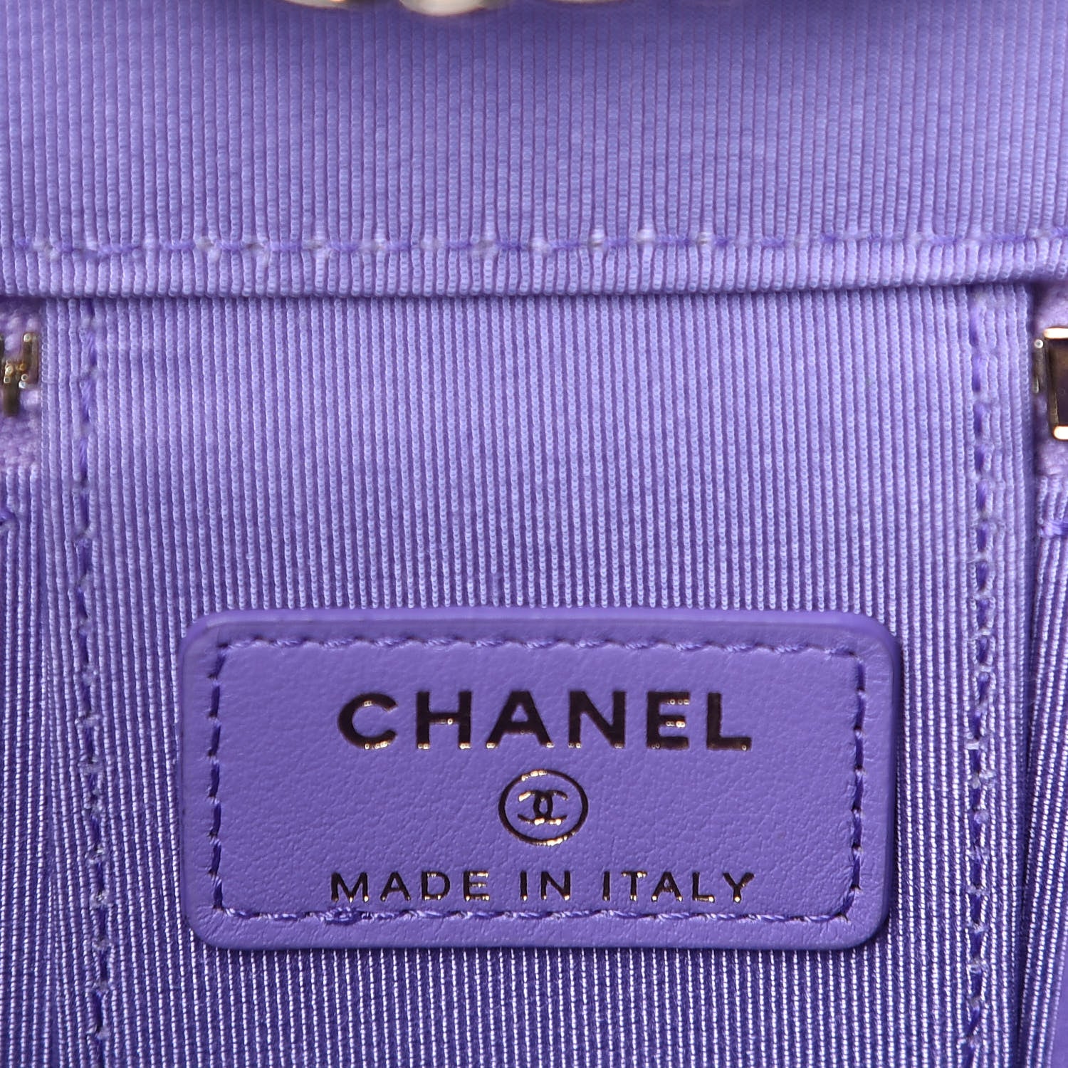 Chanel Caviar Quilted Mini Vanity Case With Chain Purple 5 of 9