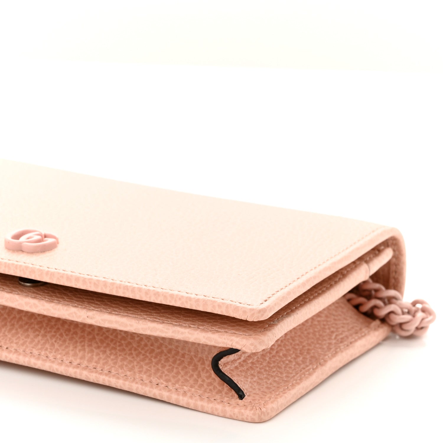 Gucci Dollar Calfskin Enamel Monochrome Mini GG Marmont Chain Wallet Perfect Pink 10 of 11