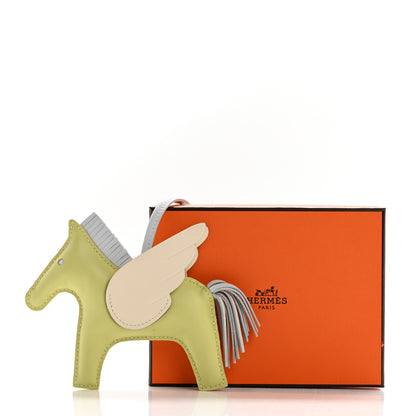 Hermes Milo Lambskin Grigri Rodeo Pegase Horse Bag Charm GM Jaune Bourgeon Bleu Brume Nata 7 of 7