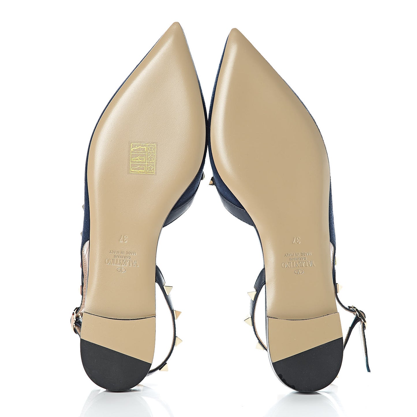 Suede Nappa Rockstud Slingback Flats 37 Marine