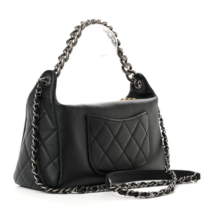 Chanel Calfskin Chain 20s Signature Hobo Black 3 of 10