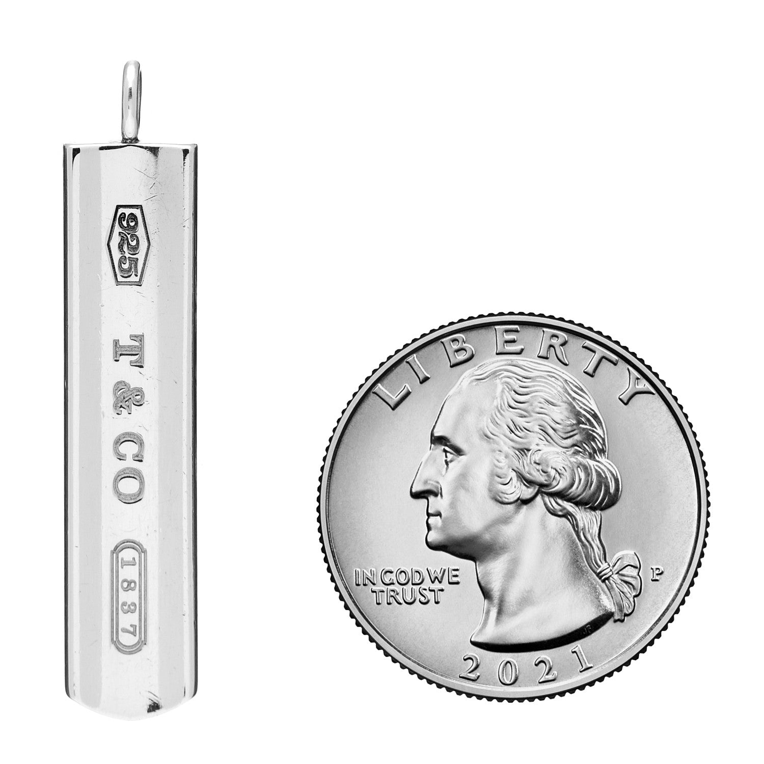 Tiffany Sterling Silver 1837 Bar Pendant 2 of 3