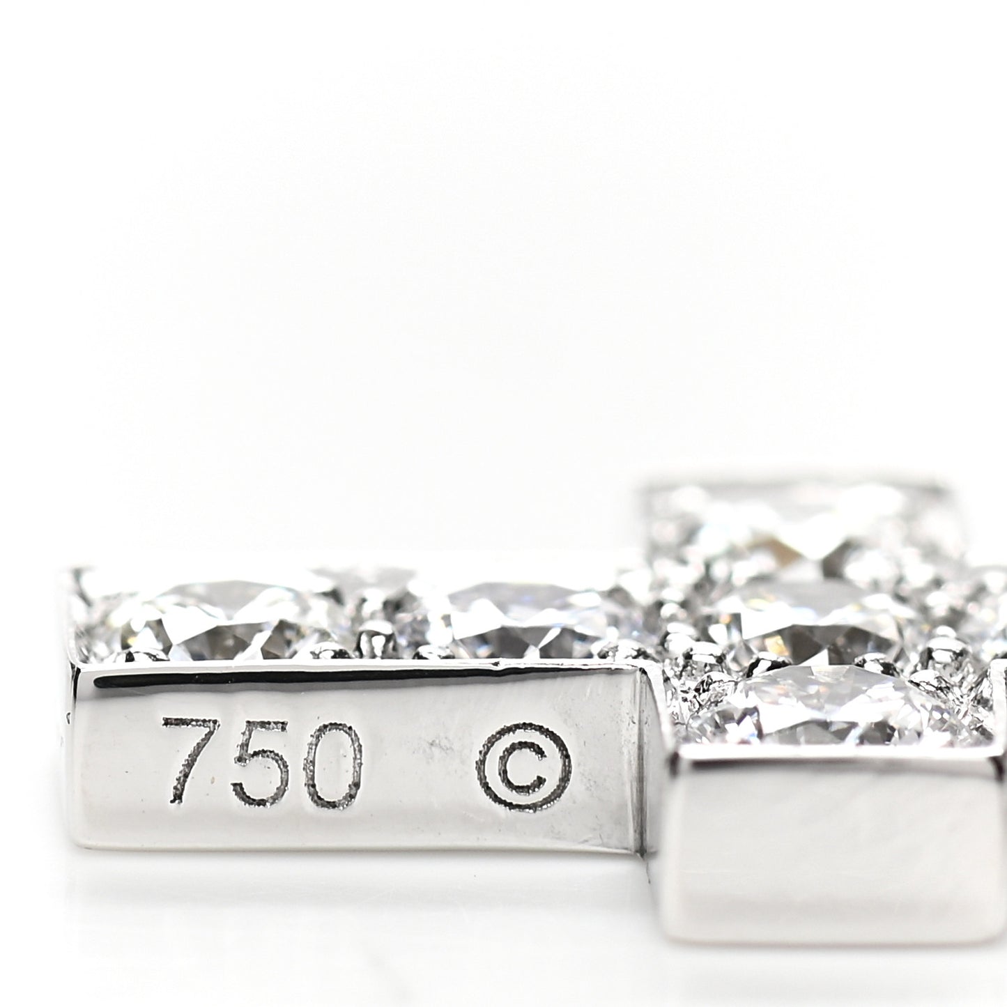 18K White Gold Diamond .84ctw Cross Charm Pendant