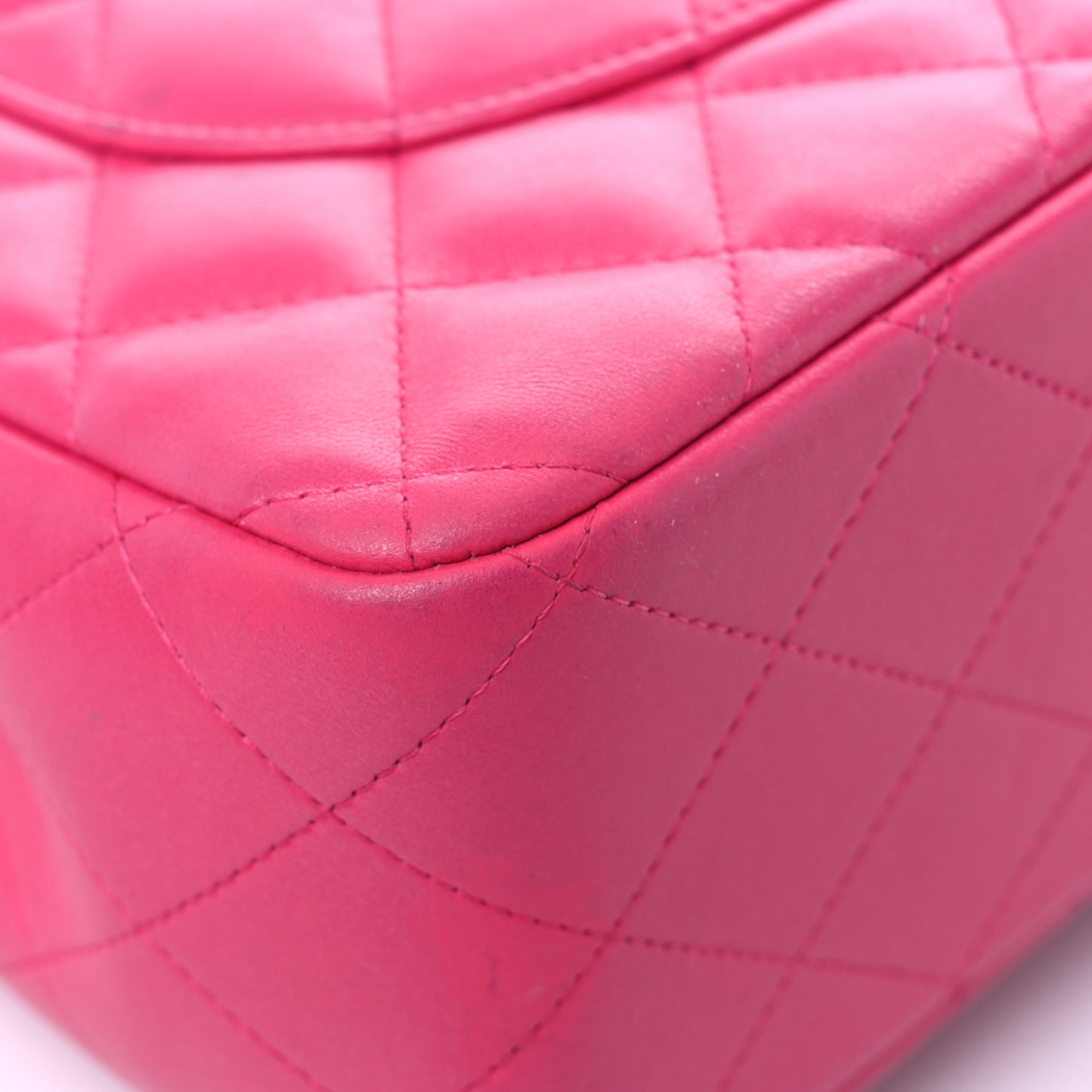 Lambskin Quilted Jumbo Double Flap Dark Pink