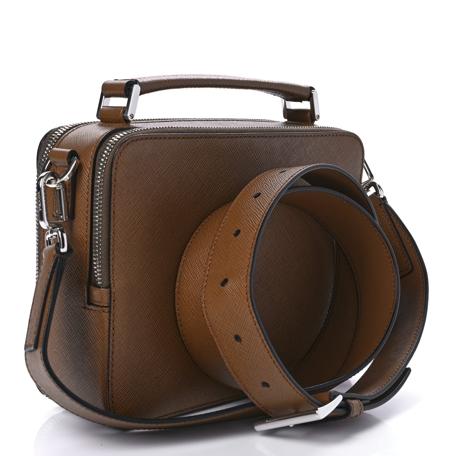 Prada Saffiano Travel Medium Brique Crossbody Bag Cannella 2 of 8