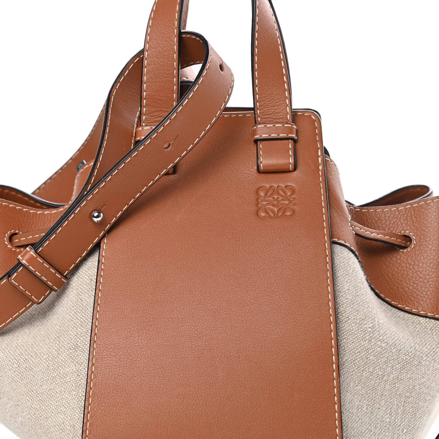 Loewe Calfskin Canvas Medium Hammock Shoulder Bag Natural Tan 8 of 11