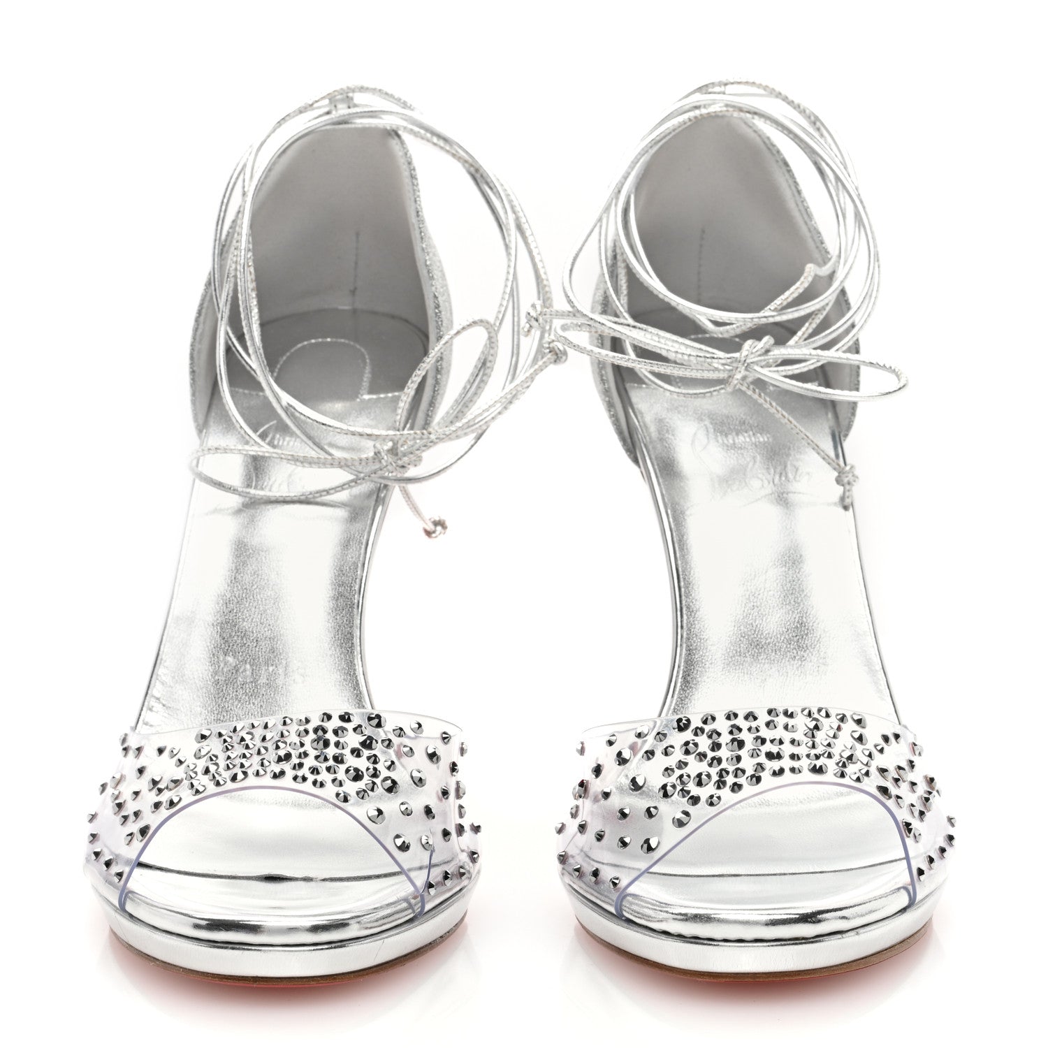 Christian Louboutin PVC Glitter Crystal Degratina Frou 120 Pumps 37 Silver 3 of 8