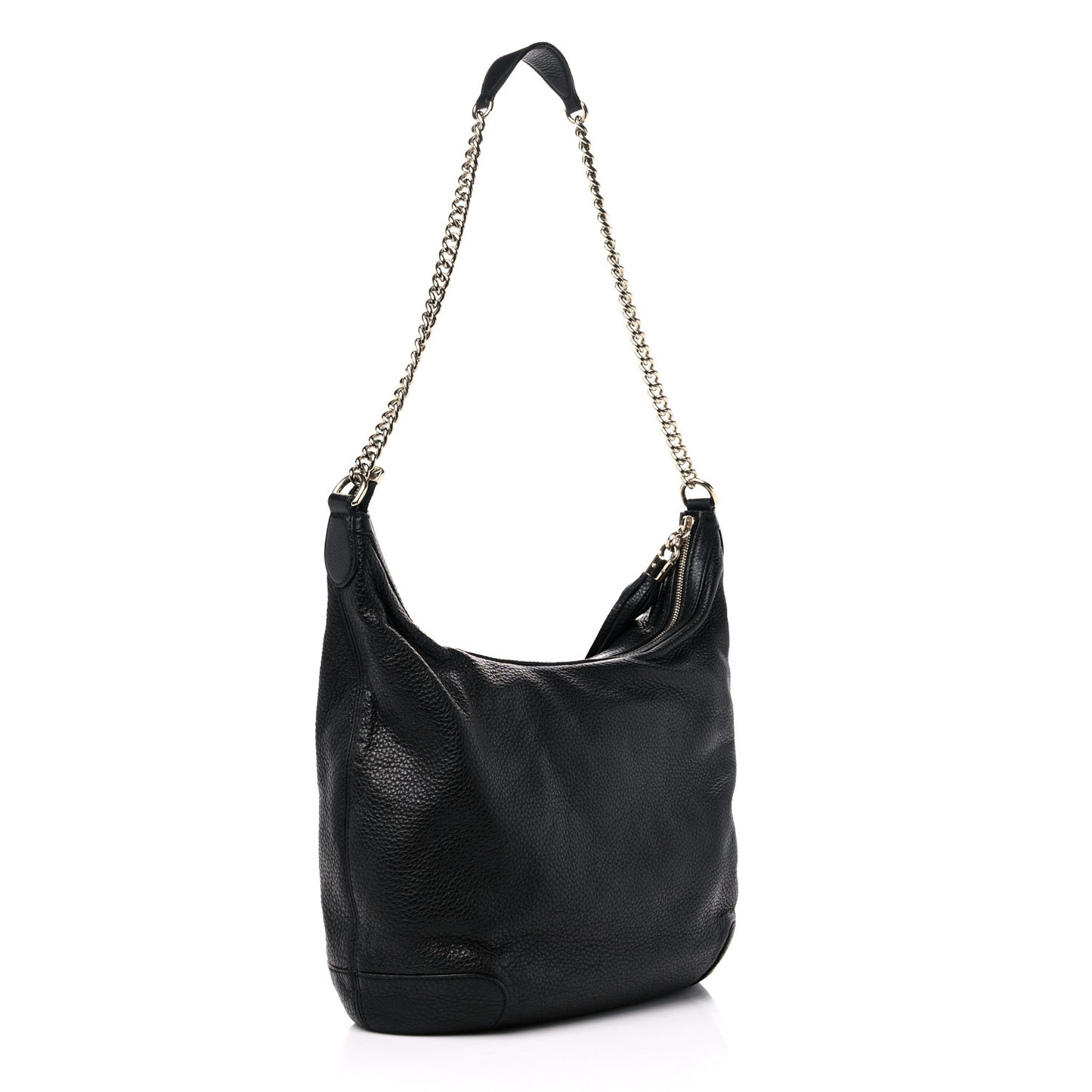 Pebbled Calfskin Medium Soho Chain Hobo Black