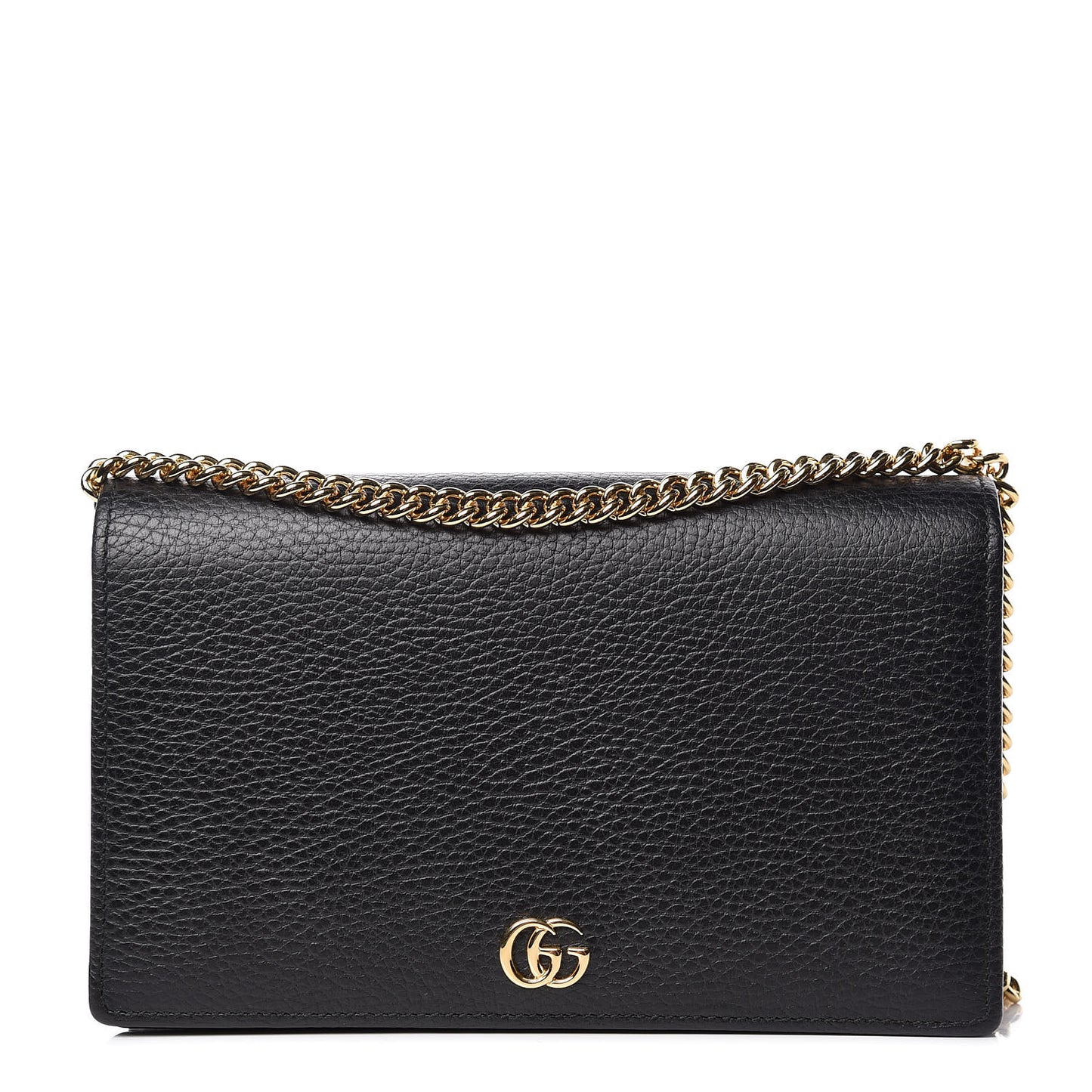 Calfskin Mini GG Marmont Chain Wallet Black