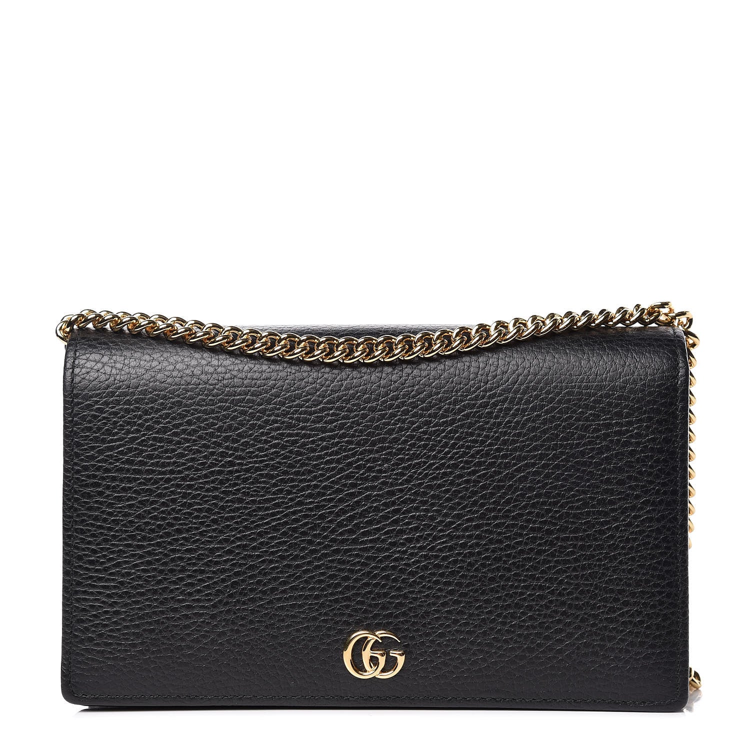 Gucci Calfskin Mini GG Marmont Chain Wallet Black 1 of 9