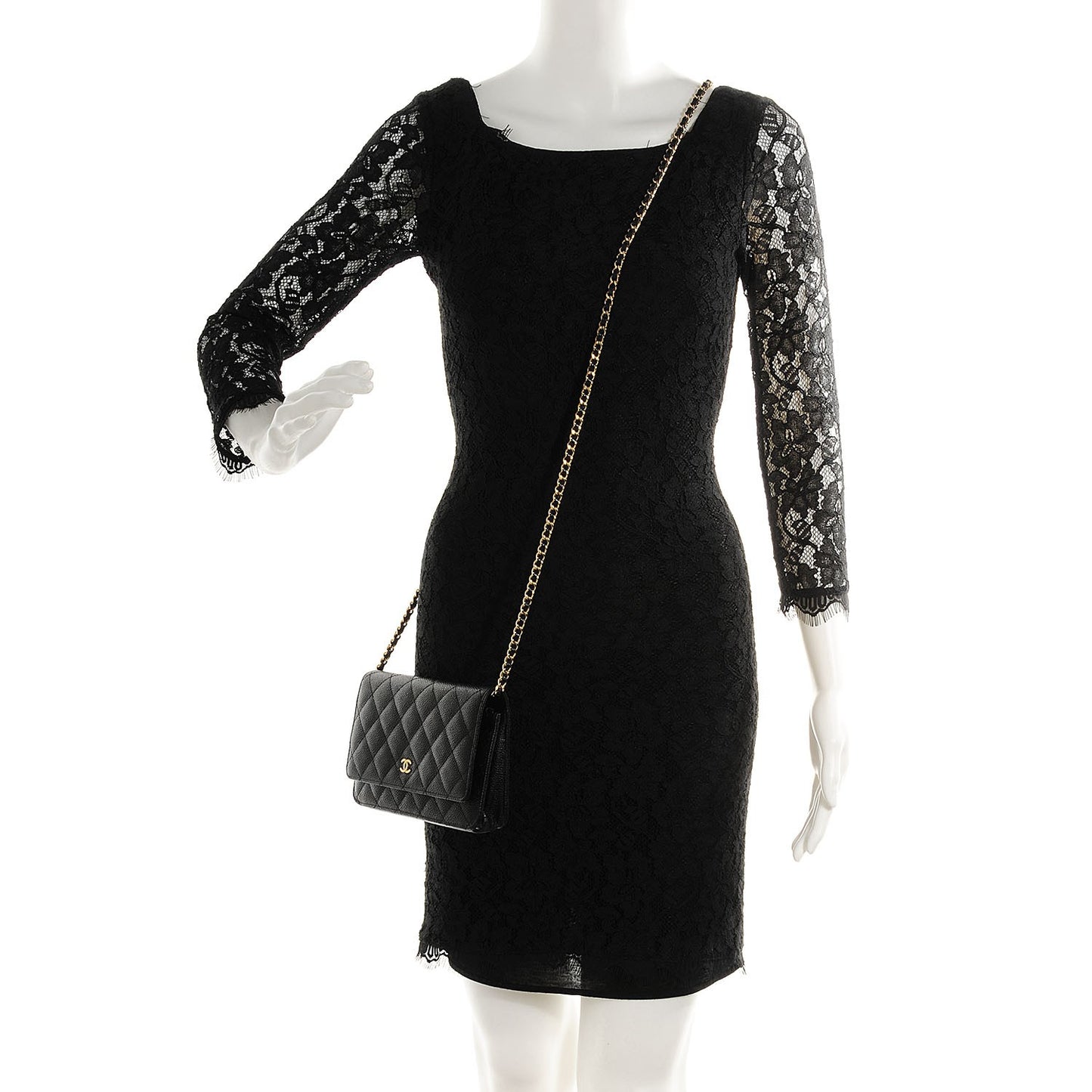 Caviar Quilted Wallet On Chain WOC Black