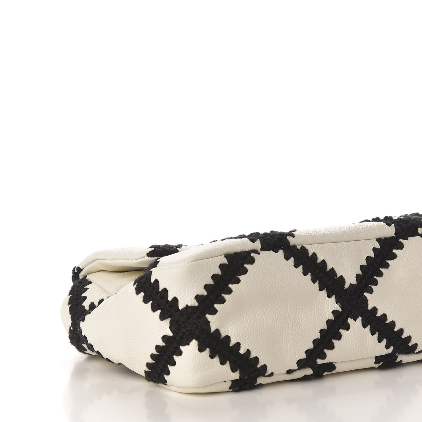 Calfskin Crochet Medium 19 Flap White Black