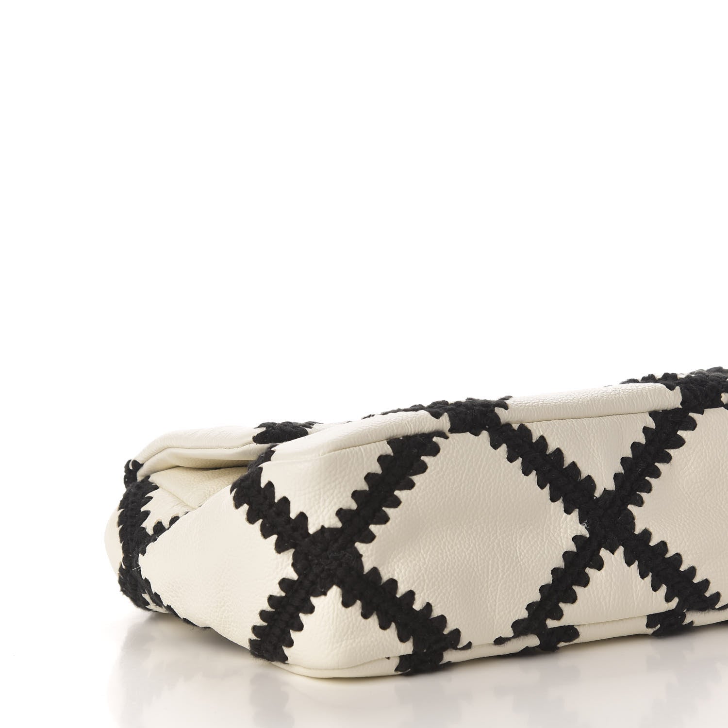 Chanel Calfskin Crochet Medium 19 Flap White Black 8 of 11