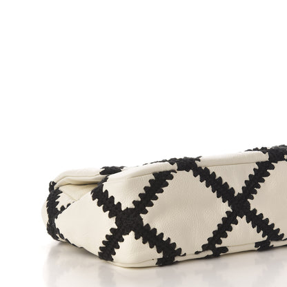 Chanel Calfskin Crochet Medium 19 Flap White Black 8 of 11