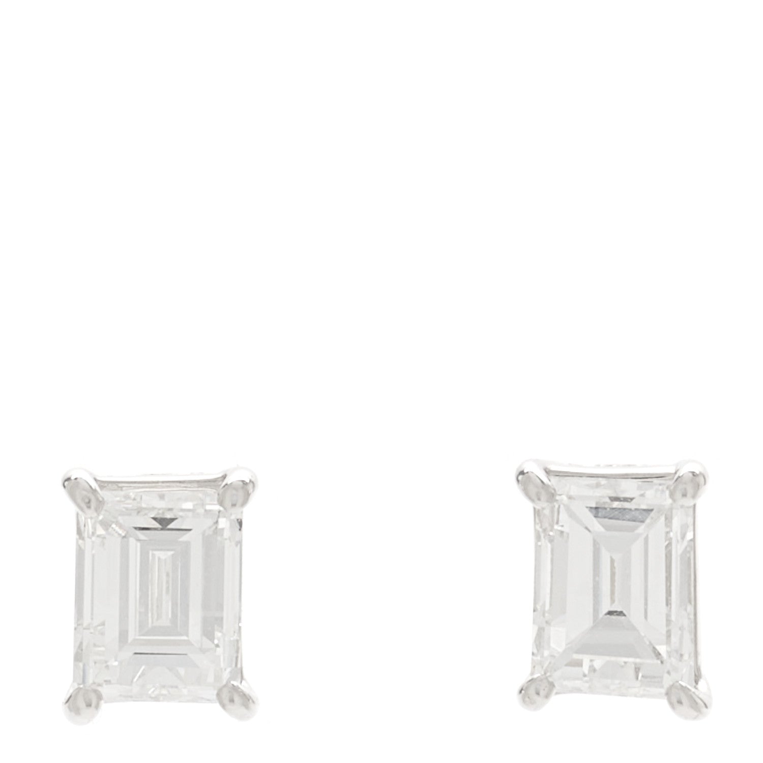 Parker & West by FASHIONPHILE Platinum Diamond .63ct Emerald Cut Solitaire Earrings 1 of 6