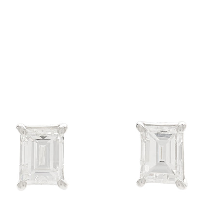 Parker & West by FASHIONPHILE Platinum Diamond .63ct Emerald Cut Solitaire Earrings 1 of 6