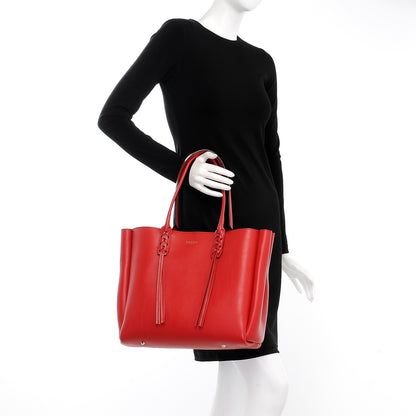 Lanvin Smooth Calfskin Small Fringe Shopper Tote Red 2 of 8