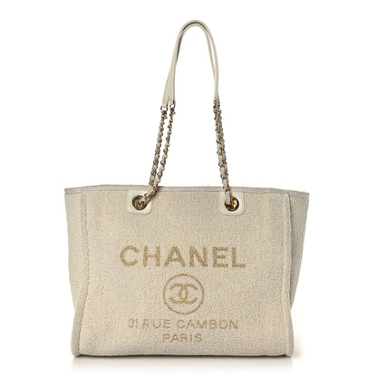 Chanel Lurex Boucle Small Deauville Tote White 1 of 9