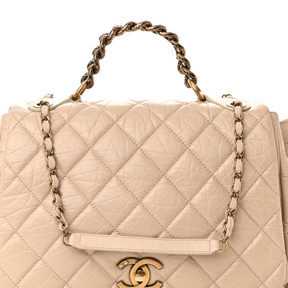 Chanel Aged Calfskin Quilted Large Pondichery Flap Beige 8 of 14