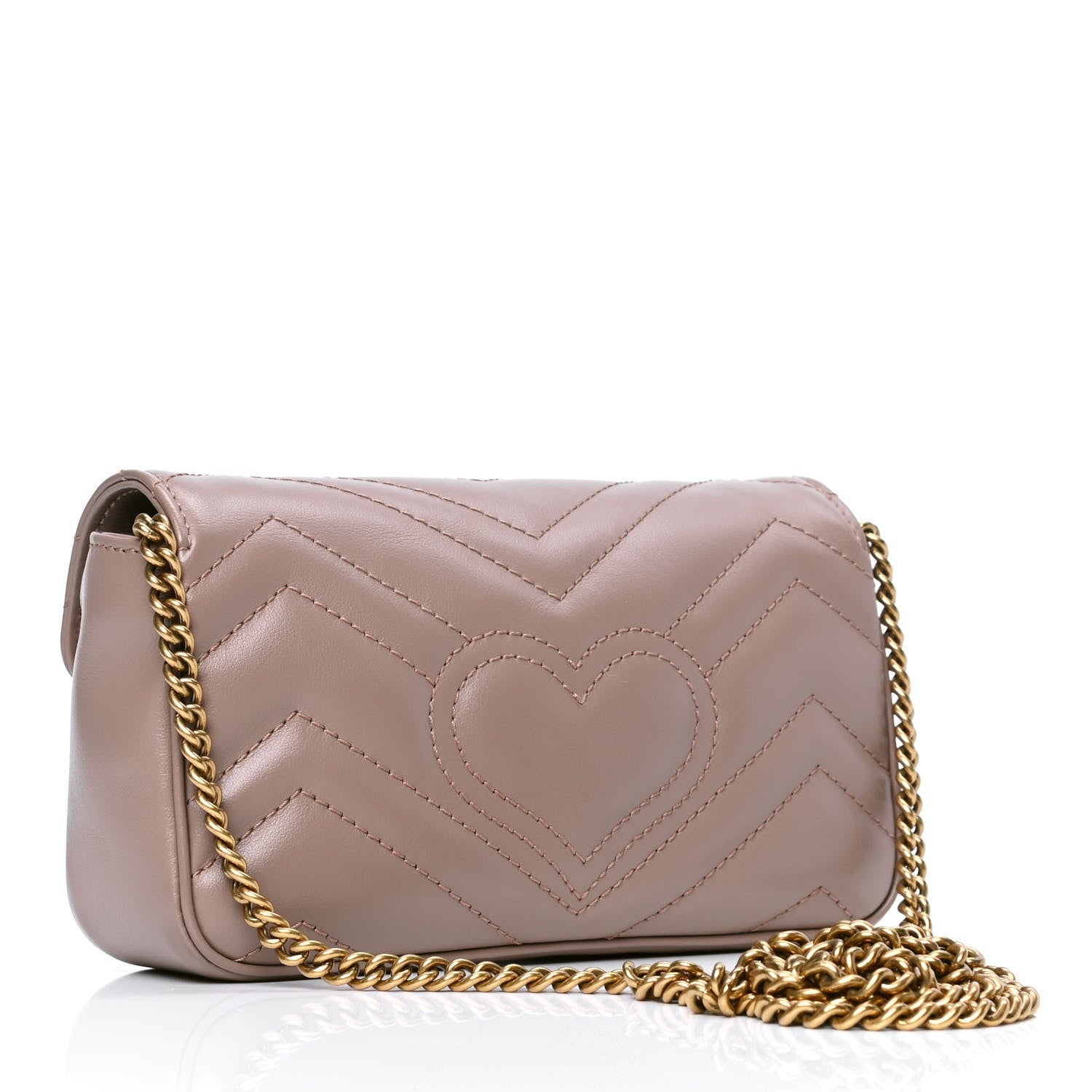 Gucci Calfskin Matelasse Super Mini GG Marmont Shoulder Bag Porcelain Rose 3 of 5